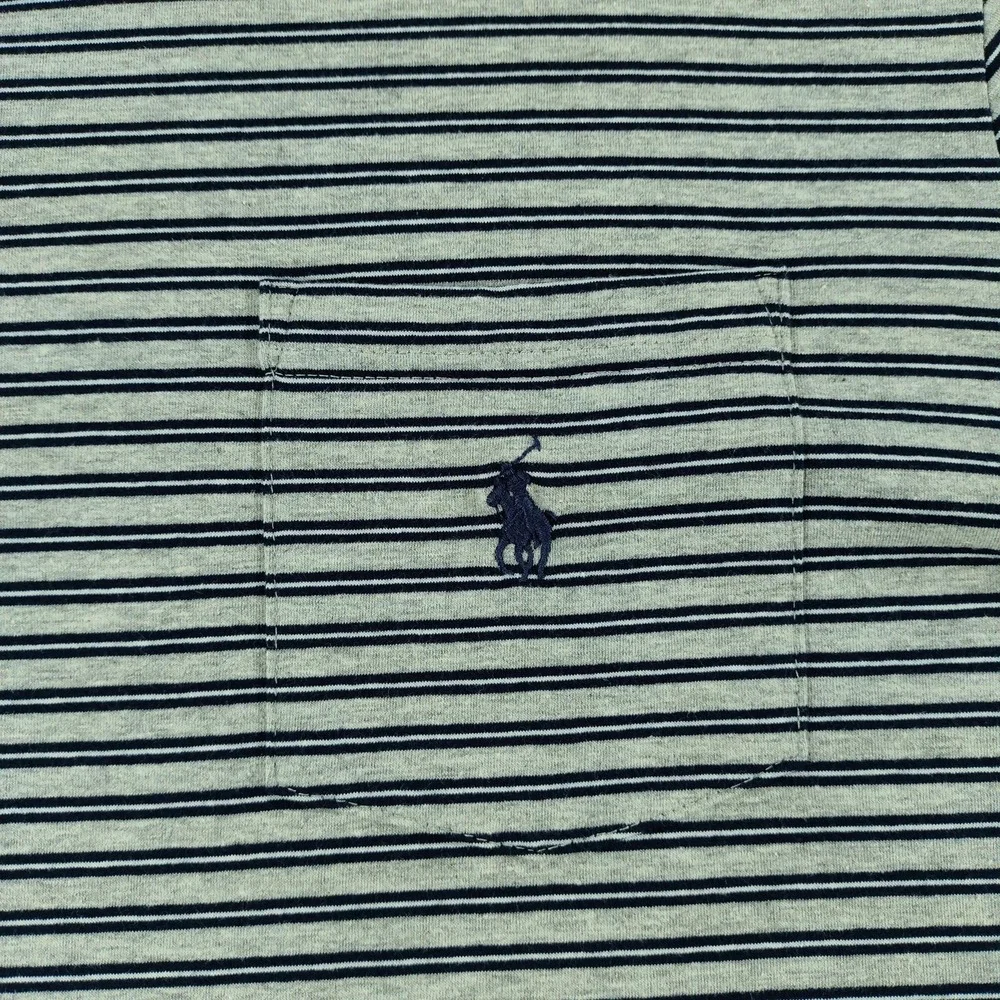 Polo Ralph Lauren Performance Polo Shirt Mens XL Gray Stripe Pocket Stretch